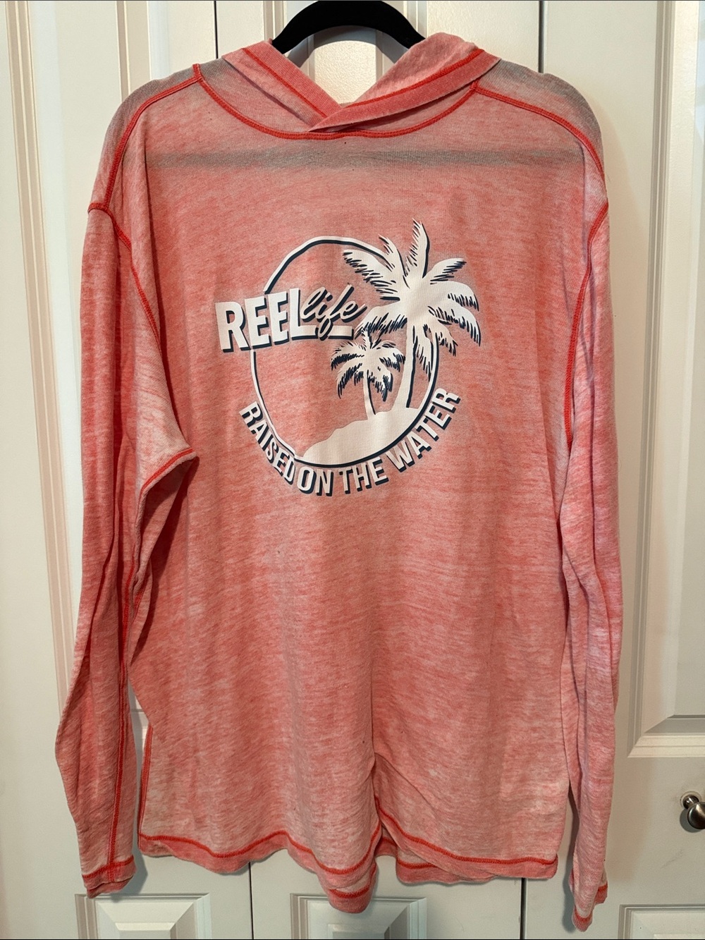 Reel Life Men’s Coral Hooded Long-Sleeve Tee